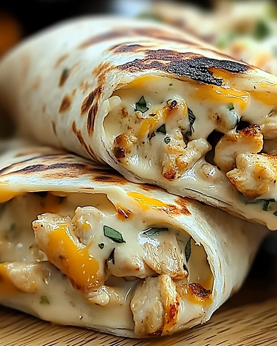 Cheesy Garlic Chicken Wraps
