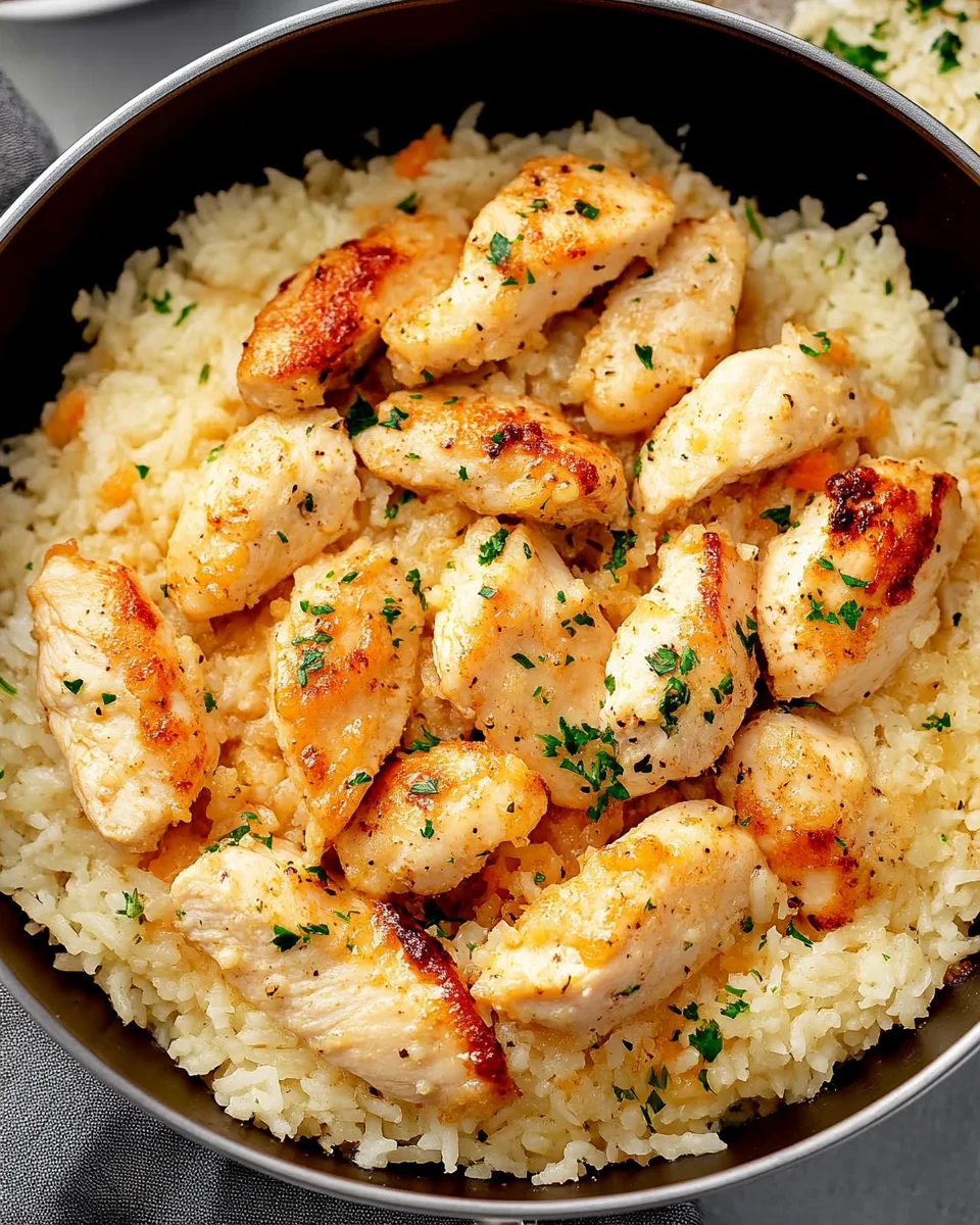Chicken Scampi with Garlic Parmesan Rice