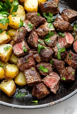 Creamy Garlic Butter Steak Bites and Potatoes