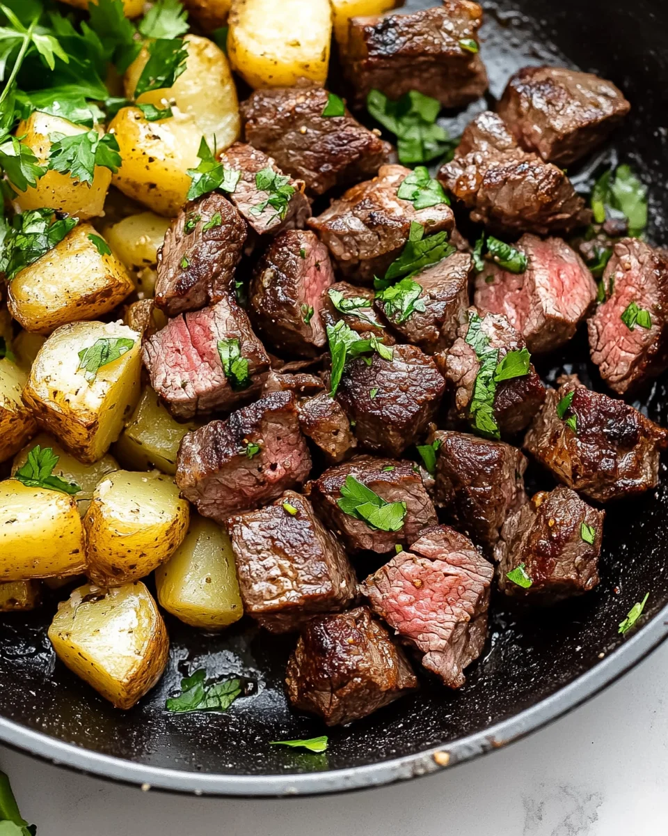 Creamy Garlic Butter Steak Bites and Potatoes