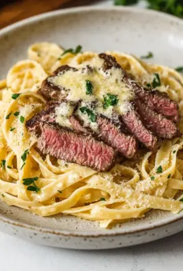 Creamy Garlic Parmesan Steak Pasta