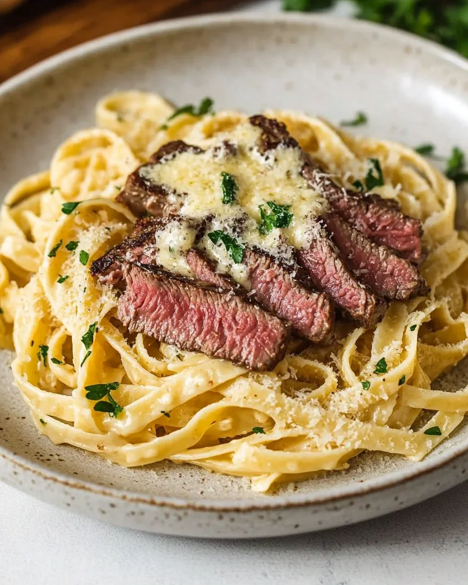 Creamy Garlic Parmesan Steak Pasta