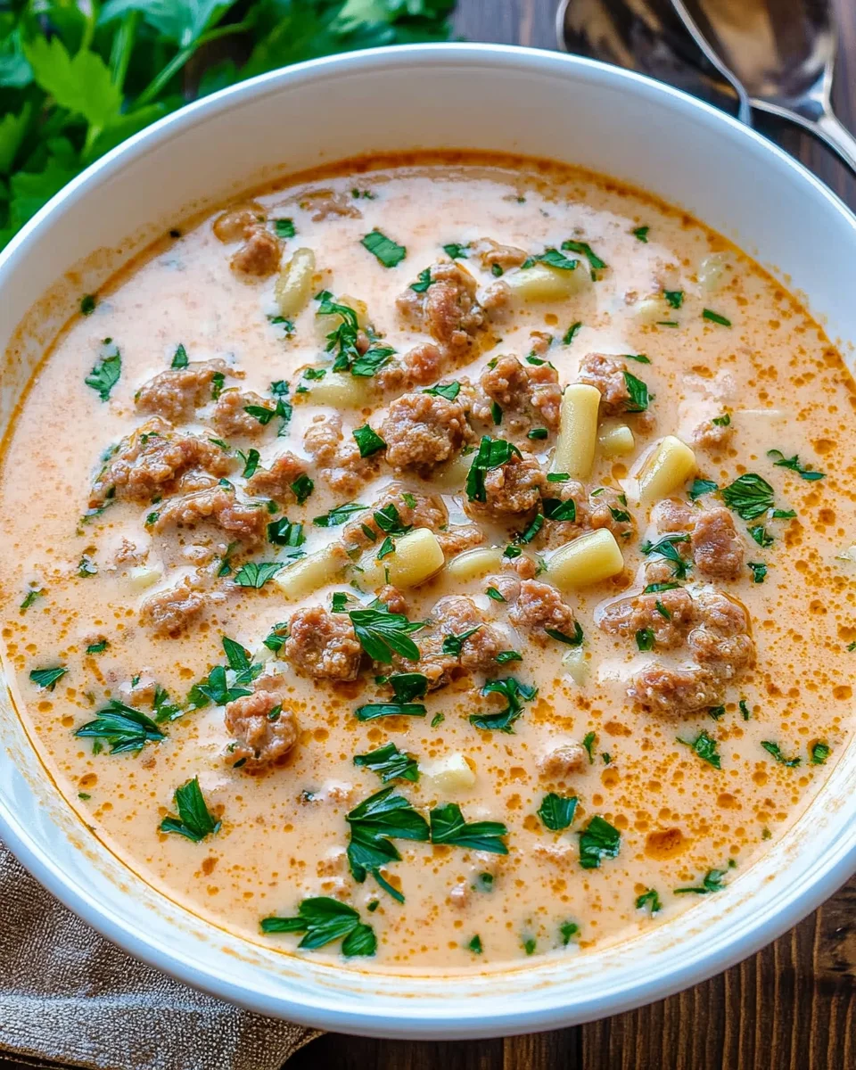 Creamy Parmesan Italian Sausage Ditalini Soup