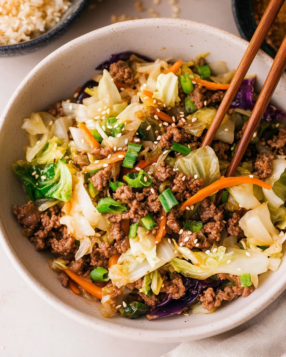 Easy Asian Ground Beef and Cabbage Stir Fry