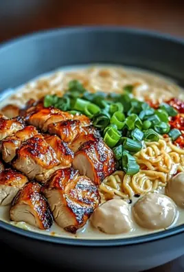 Fiery Chicken Ramen with Creamy Garlic Sauce