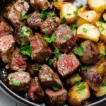 Garlic Butter Steak Bites and Potatoes