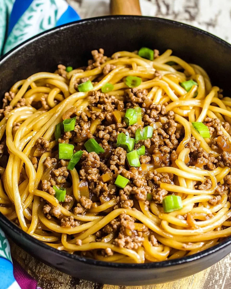 Ground Beef Mongolian Noodles