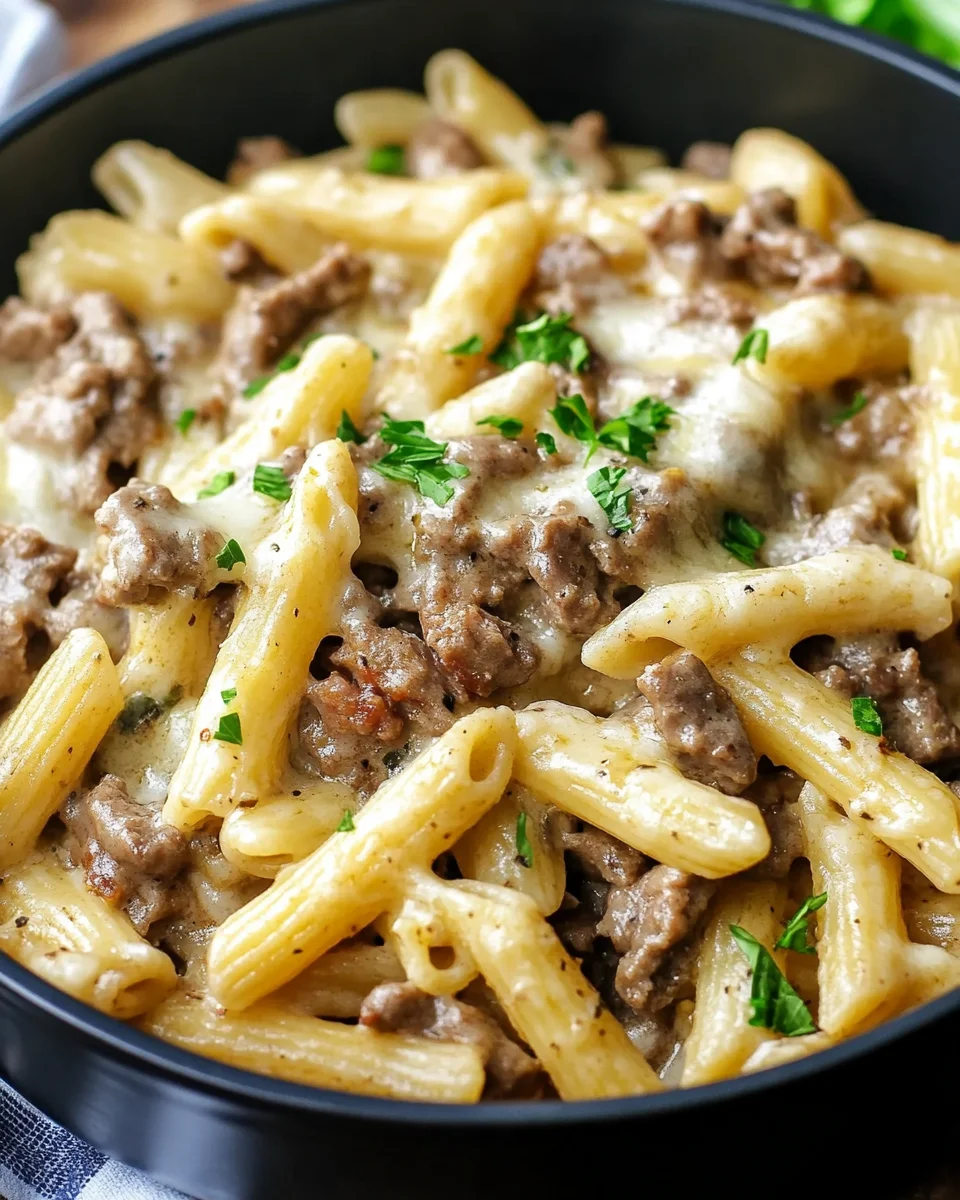 Philly Cheesesteak pasta