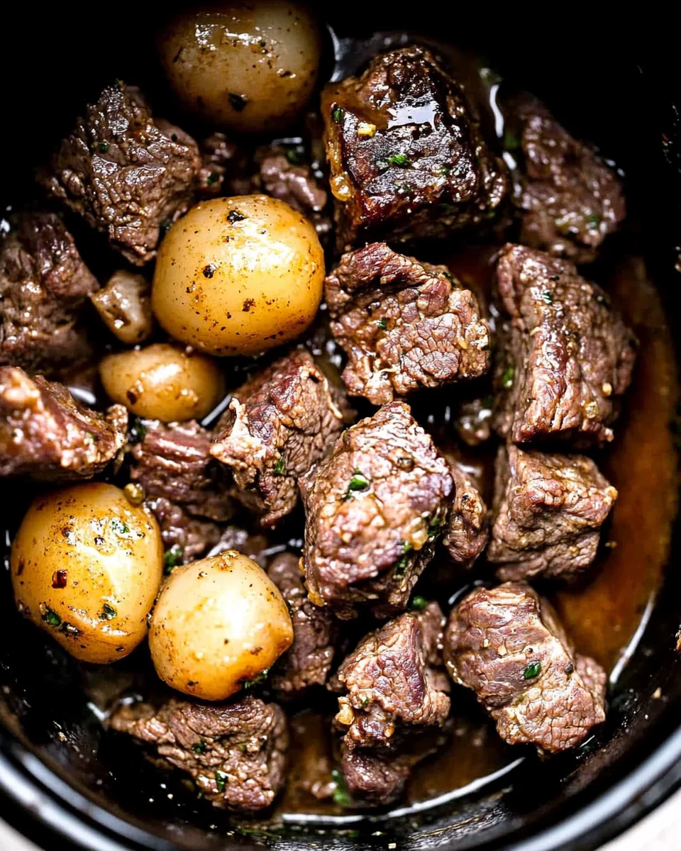 Slow Cooker Garlic Butter Beef Bites
