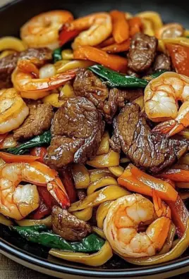Steak & Shrimp Stir-Fried Noodles