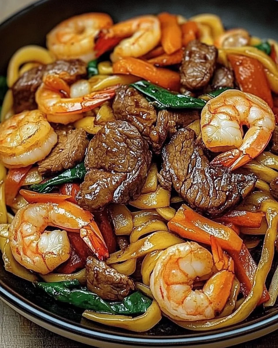 Steak & Shrimp Stir-Fried Noodles